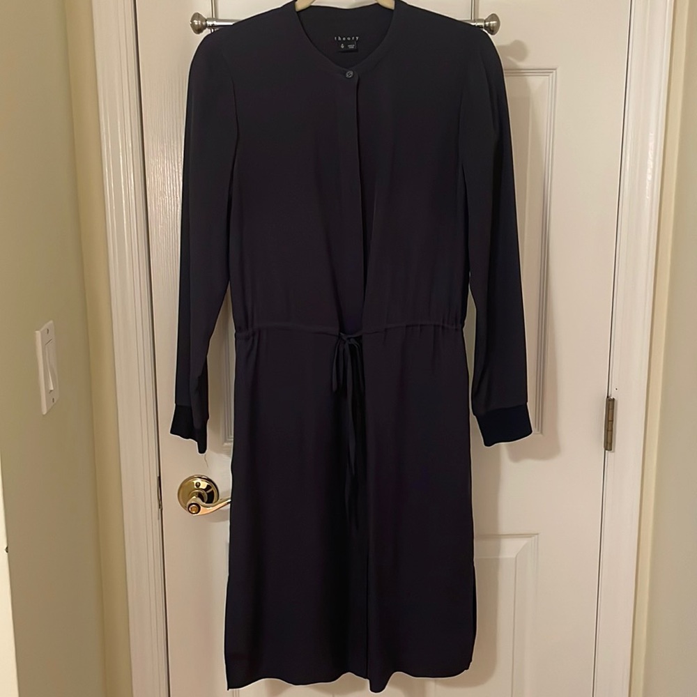 Theory Long Midnight Blue Sill Shirtdress Size P = XS / S